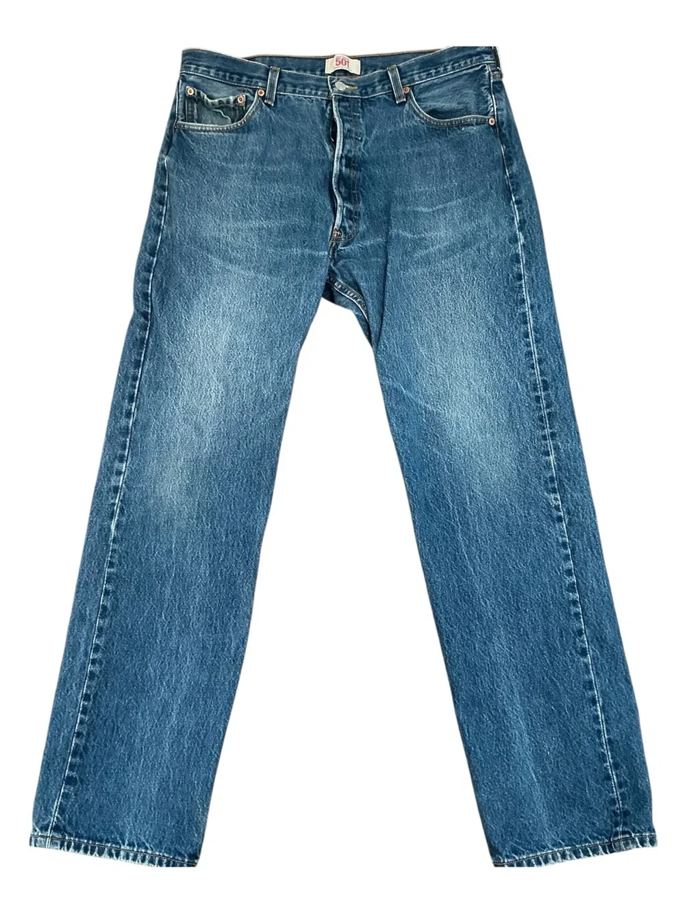 Vintage Levi’s 501 button fly medium wash straight leg jeans 34 x 32